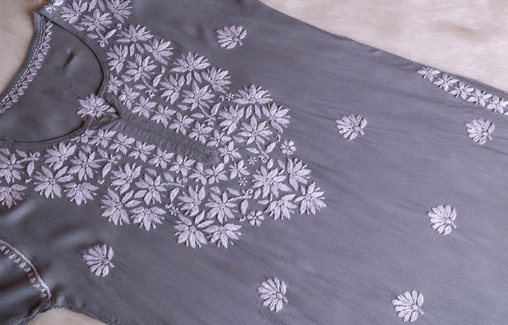 Haala Grey Long Rayon Kurta