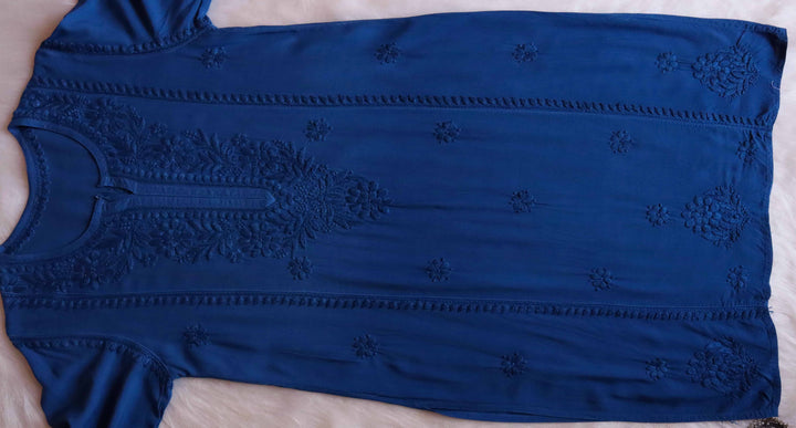 Zainab Royal Blue Ombre Long Rayon Kurta