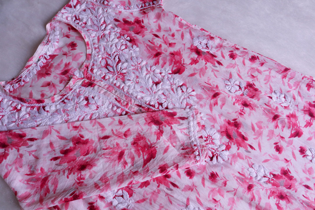 Abhira Pink Mulmul Long Kurta