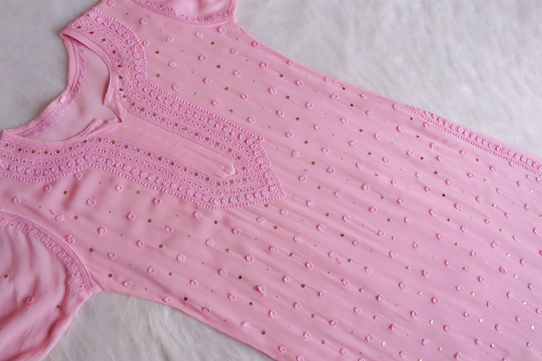 Mahaa Baby Pink Viscose Georgette Kurta