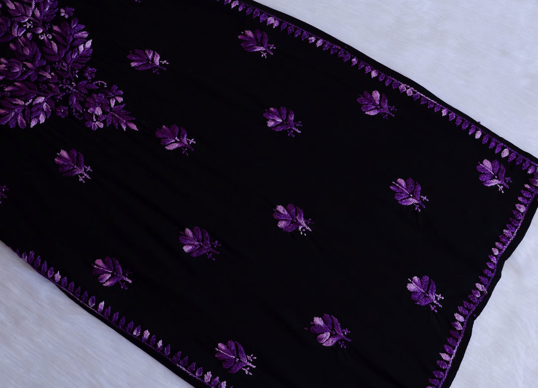 Sanam Black & Deep Purple Ombre Long Rayon Kurta