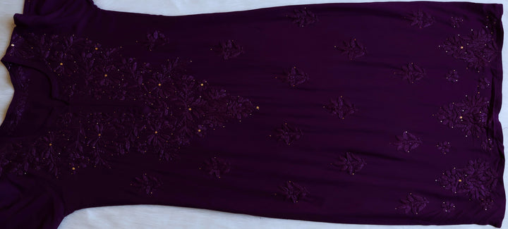 Naira Purple Rayon Mukaish 3 Piece Set