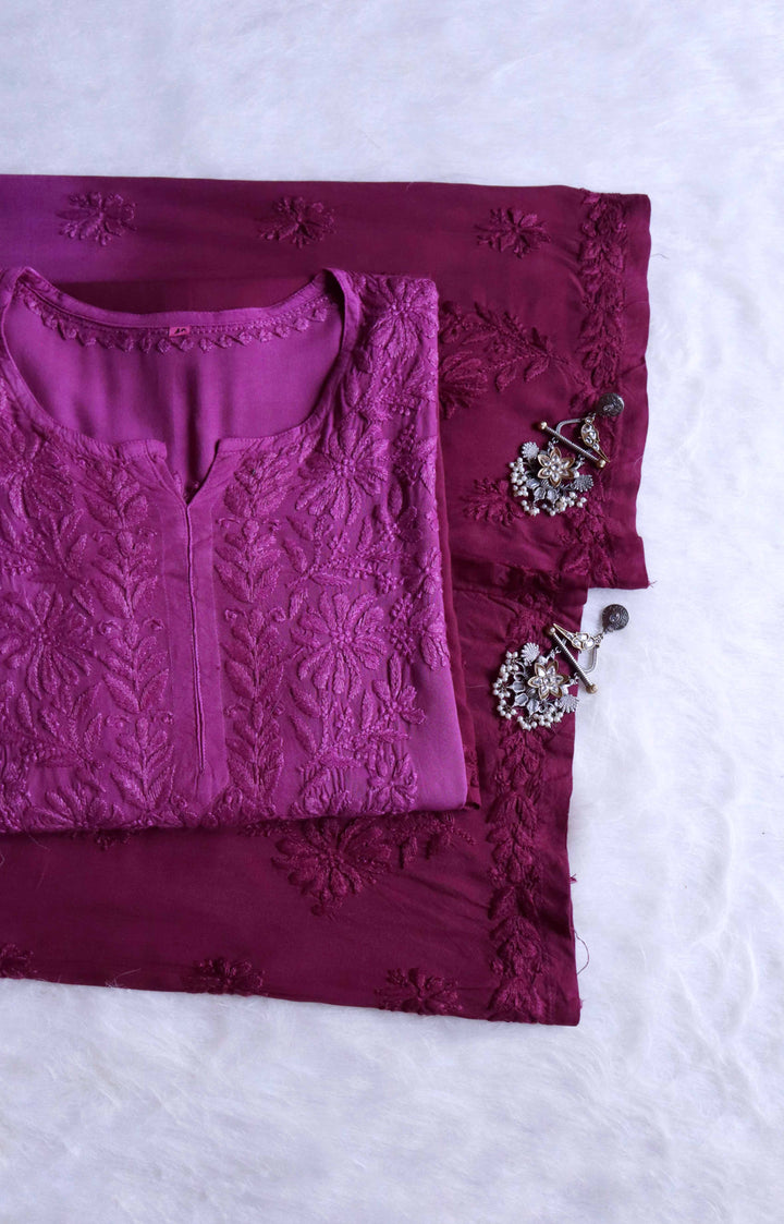 Farhaa Deep Purple 2 piece Rayon set