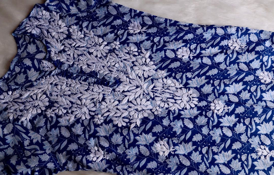 Haala Royal Blue Mulmul Long Kurta