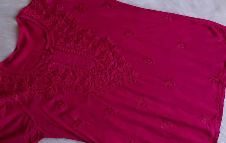 Nora Deep Pink Short Rayon Kurta