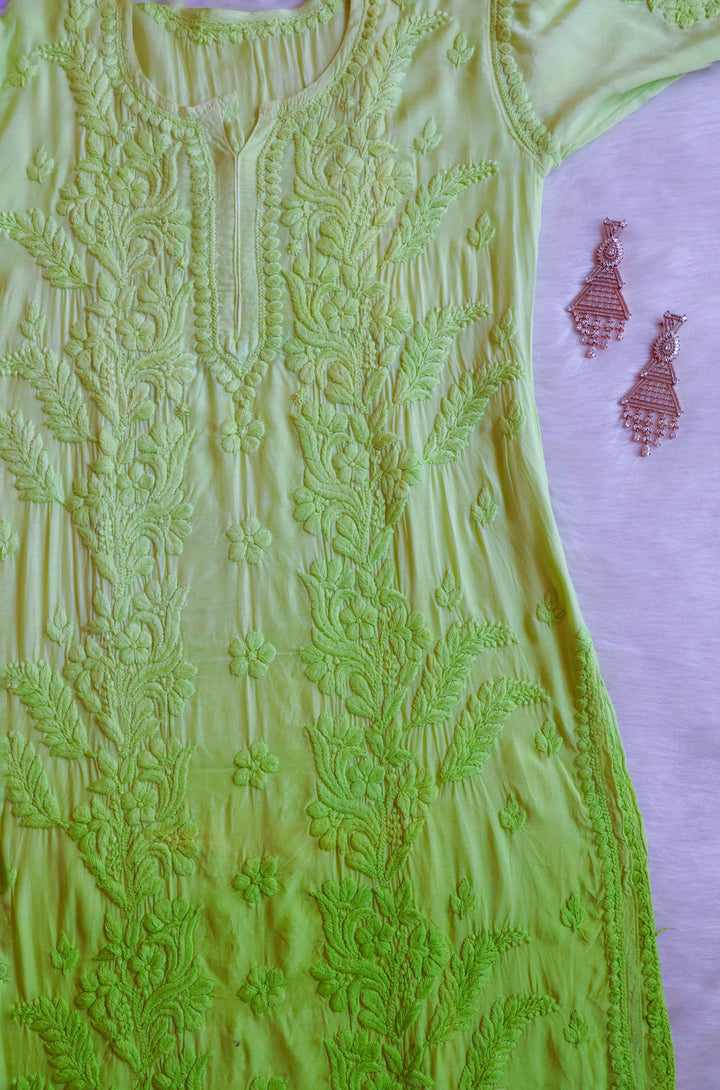 Yalina Lime Green Pure Muslin Kurta