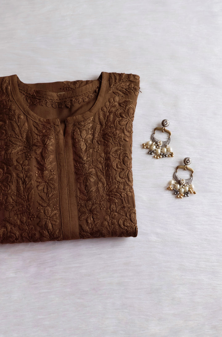 Sanam Chocolate Brown Ombre Long Rayon Kurta