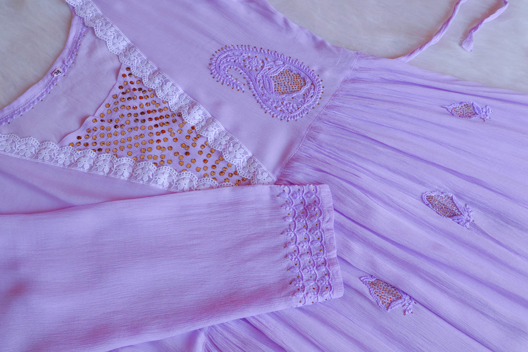 Anabiya Lavender Pure Chiffon Dress