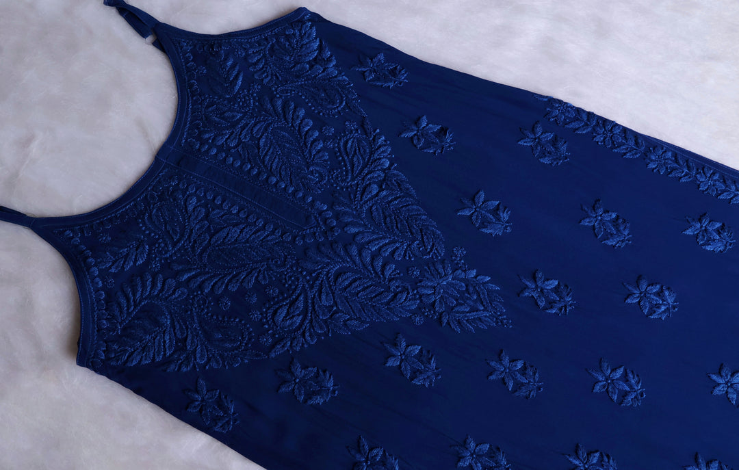 Zimra Royal Blue Viscose Sleeveless Set