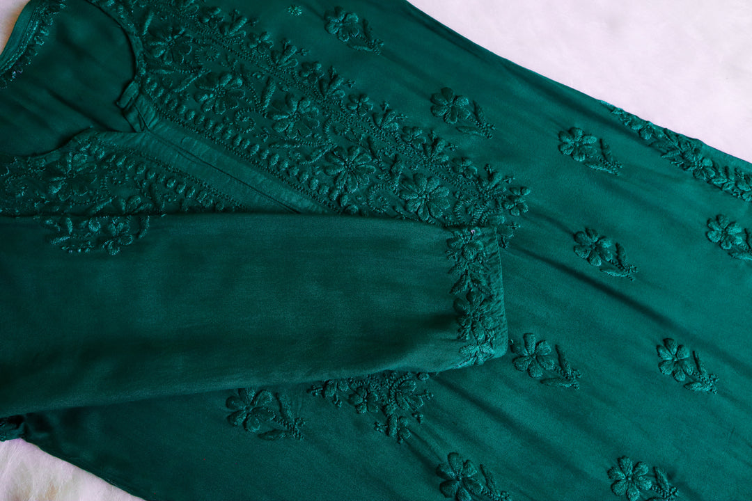 Aayat Teal Green Rayon Kurta Pant set