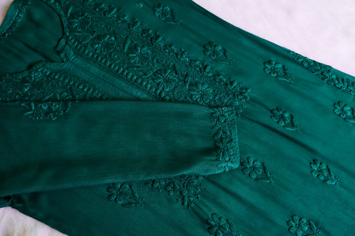 Aayat Teal Green Rayon Kurta Pant set