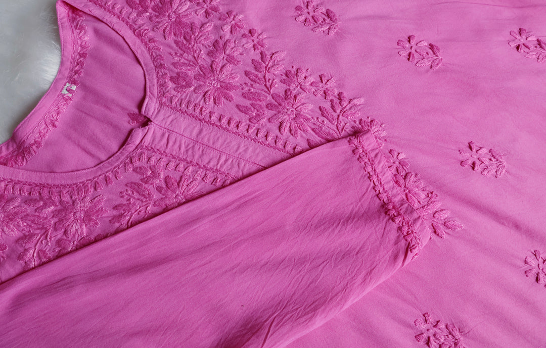 Farhaa Baby Pink Ombre Short Rayon Kurta