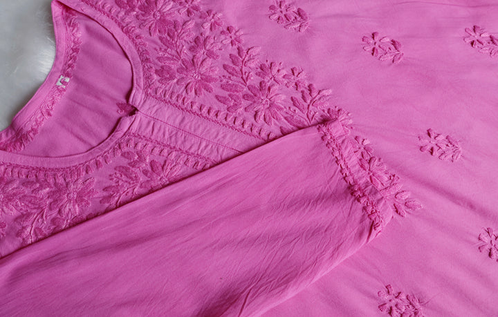 Farhaa Baby Pink Ombre Short Rayon Kurta