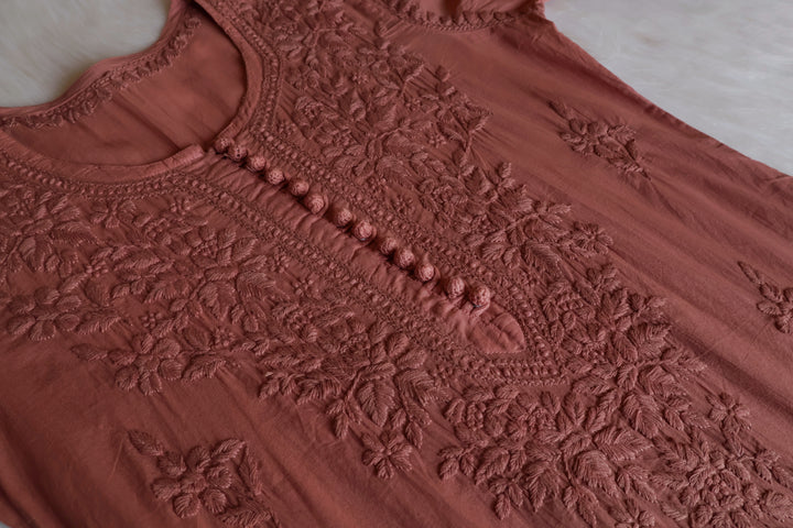 Aayat Rose Wood Cotton Kurta