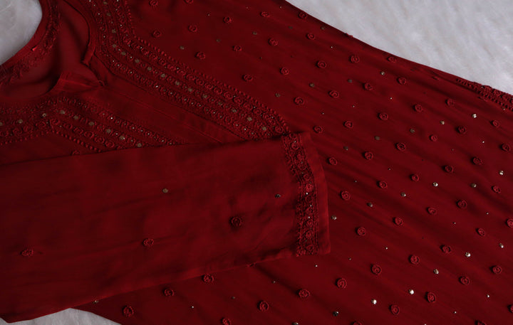 Mahaa Maroon Viscose Georgette kurta