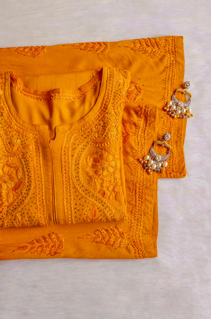 Naida Golden Brown 2 piece Rayon Mukaish set