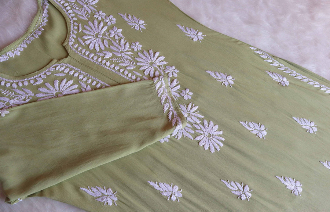 Duaa Olive Green Long Rayon kurta