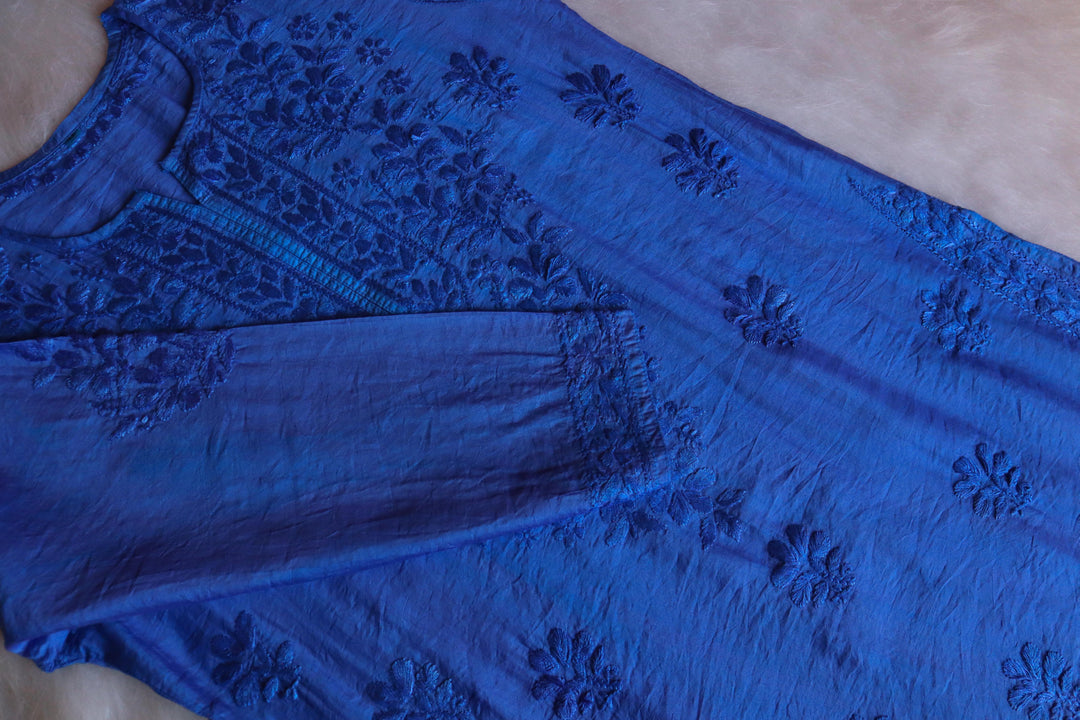 Hoor Royal Blue Chanderi Kurta