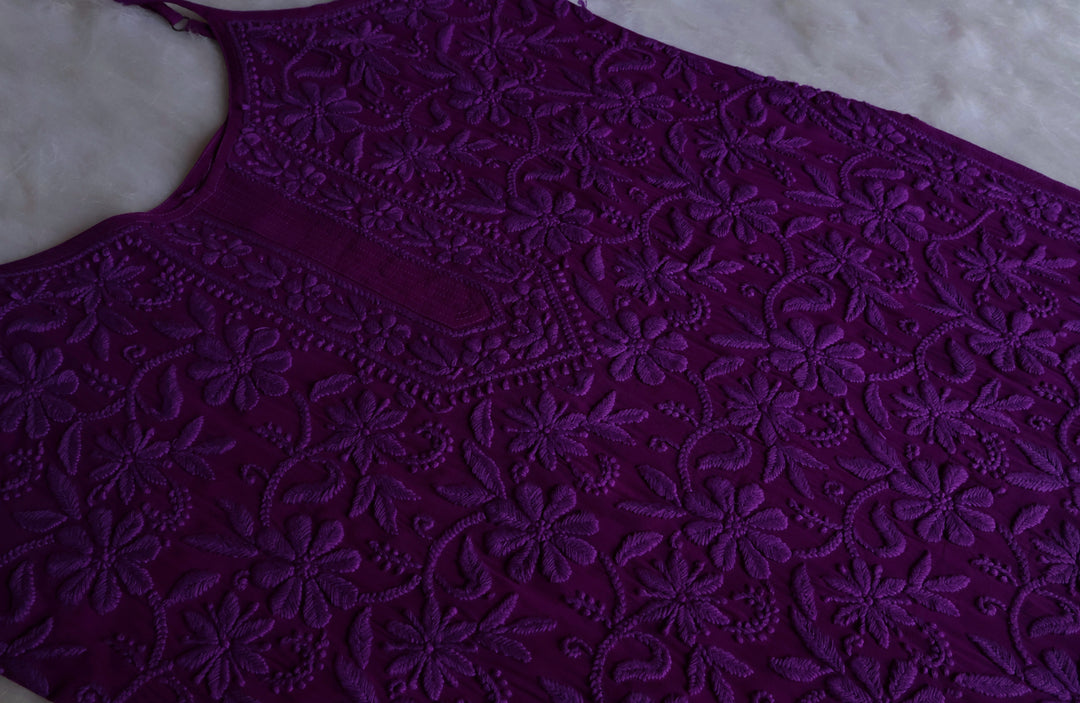 Mehr Deep Purple Long Viscose Strappy Kurta