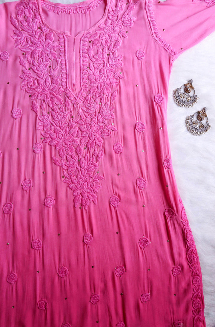 Amayah Deep Pink Viscose Georgette kurta