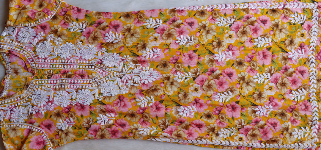 Aleha Pink & Yellow Pure Mulmul set