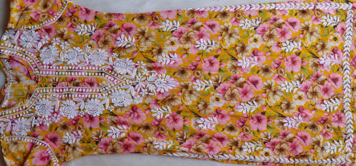 Aleha Pink & Yellow Pure Mulmul set