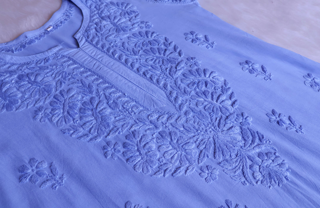 Amirah Ice Blue Ombre Long Rayon Kurta