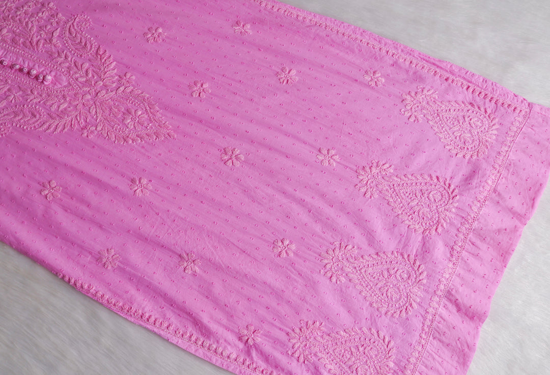 Nazakat Baby Pink 3 Piece Cotton Kurta set
