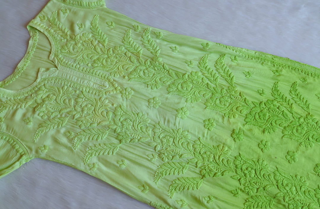 Yalina Lime Green Pure Muslin Kurta