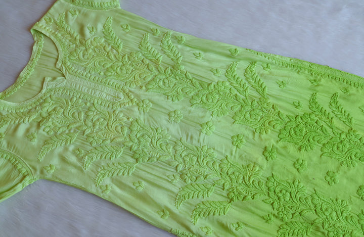 Yalina Lime Green Pure Muslin Kurta