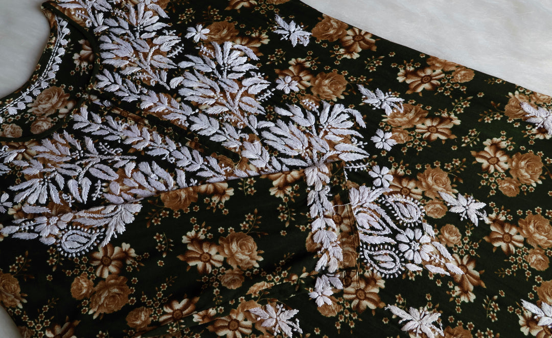 Gul-E-Bahaar Deep Green Long Rayon kurta