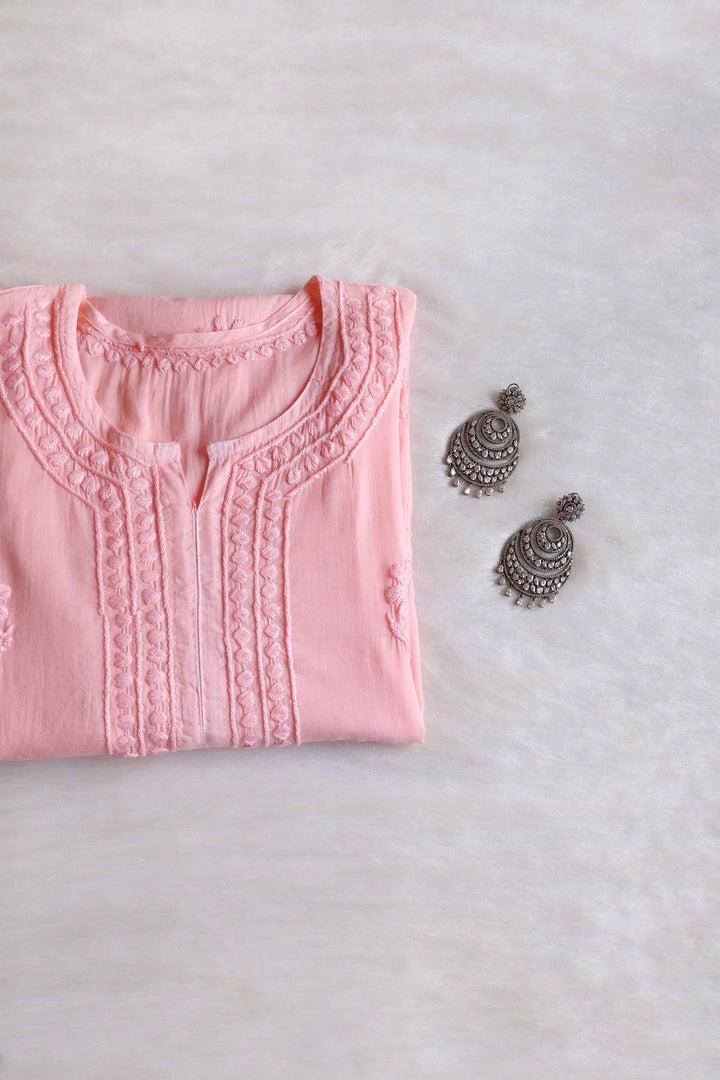 Saleha Pastel Peach Cotton Kurta