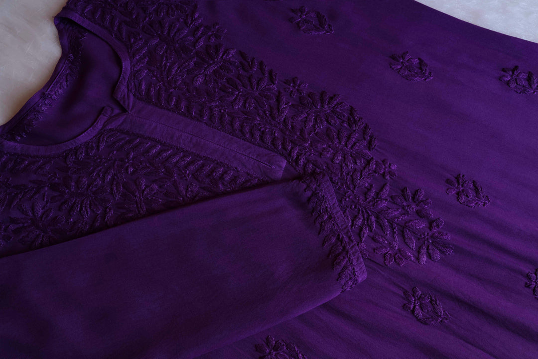 Amirah Deep Purple Long Rayon Kurta