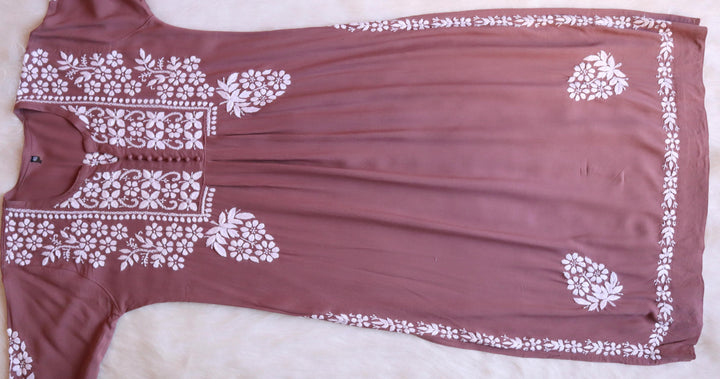 Maahi Dusty Mauve Long Rayon Kurta