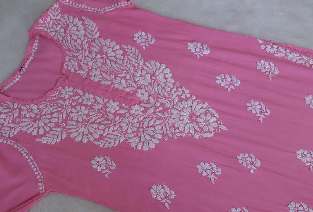 Ayesha Baby Pink Rayon Kurta Pant set