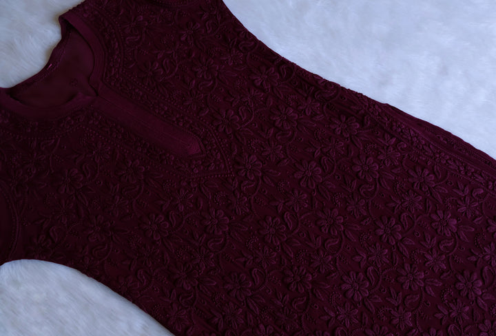 Alayna Deep Purple Jaal Viscose Georgette Kurta