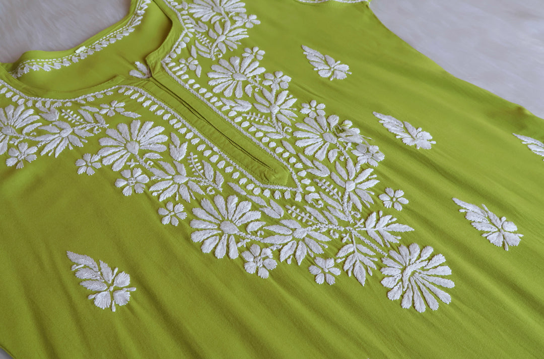 Duaa Lime Green Long Rayon kurta