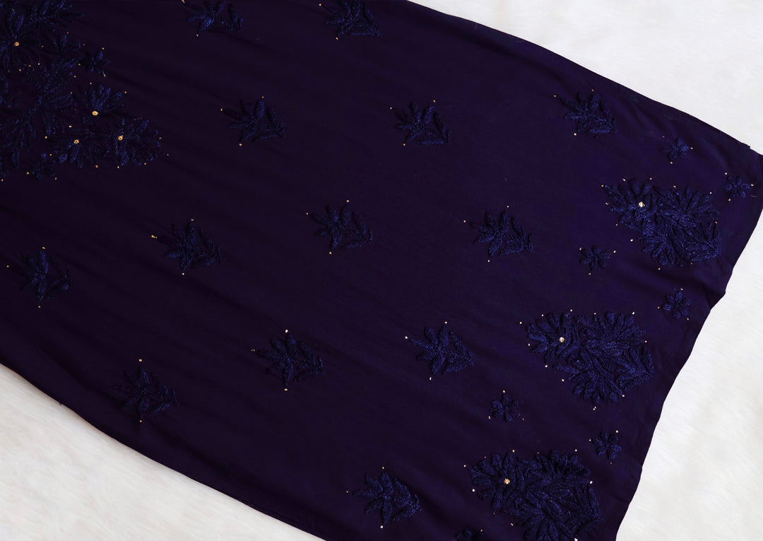 Naira Navy Blue Rayon Mukaish 3 Piece Set