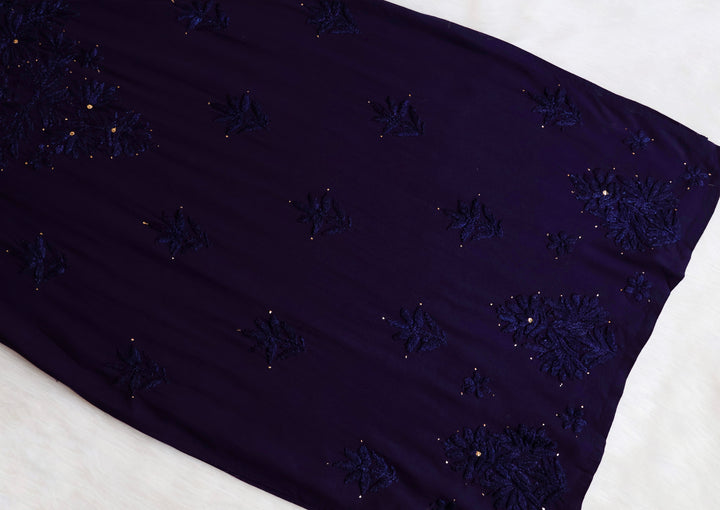Naira Navy Blue Rayon Mukaish 3 Piece Set
