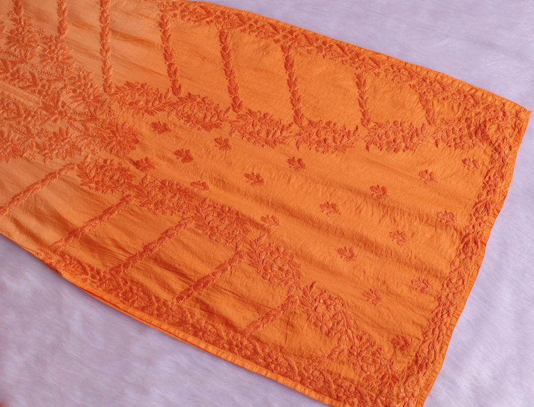 Jannat Peach Pure Chanderi set