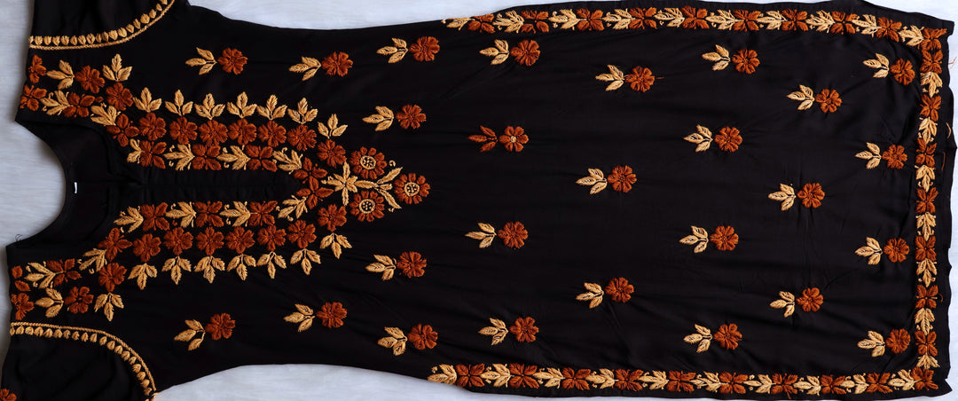 Gulbahaar Black, Caramel & Beige Rayon Kurta Set