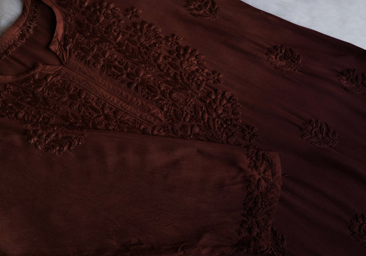 Nagma Chocolate Brown Long Ombre Rayon Kurta