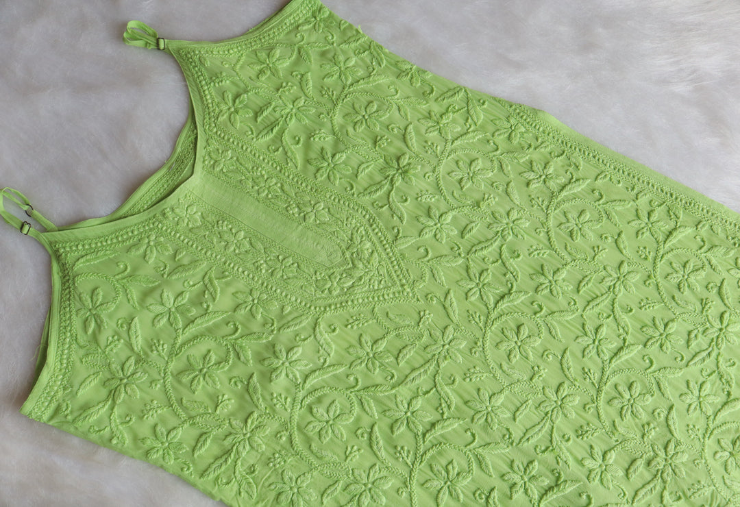 Mehr Lime Green Viscose Strappy Kurta