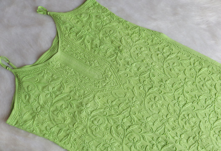 Mehr Lime Green Viscose Strappy Kurta