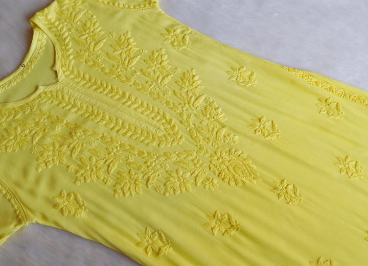 Alfiya Lemon Yellow Long Ombre Rayon Kurta
