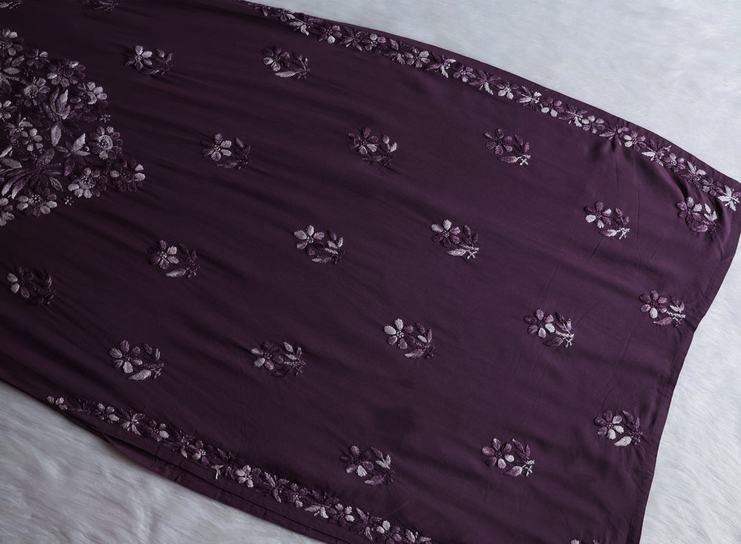 Nuresa Smoky Purple Ombre Thread Long Rayon Kurta