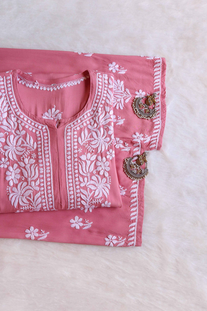 Zainab Rose Brown Rayon Kurta Pant set