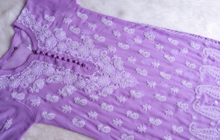 Meera Lavender & White Georgette kurta