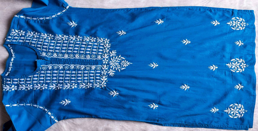 Rumaana Peacock Blue Cotton Kurta