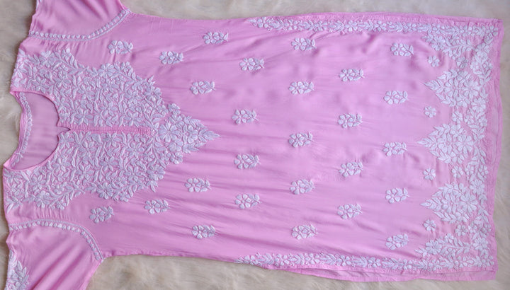 Safaa Baby Pink Long Modal Kurta